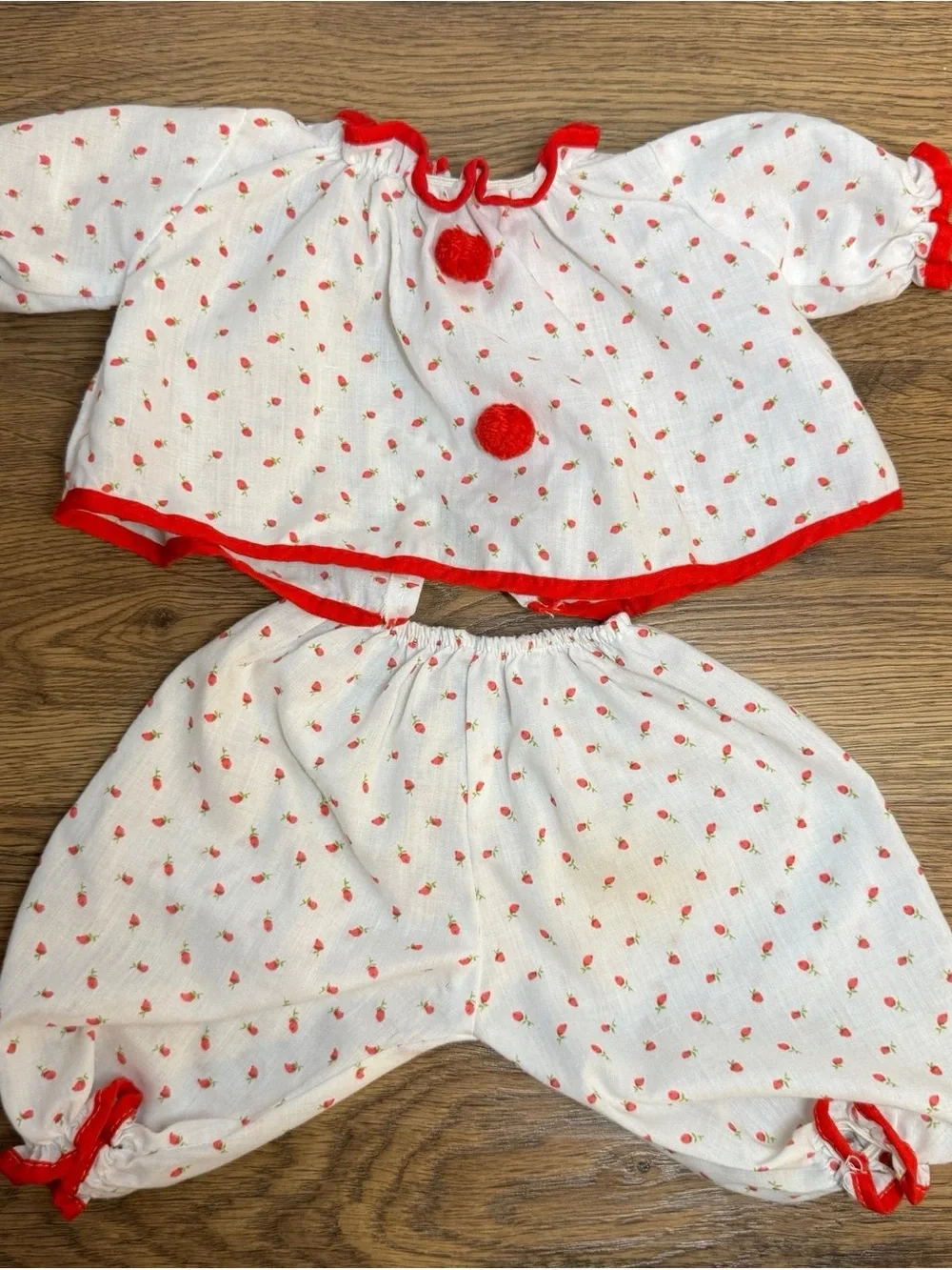 Unbranded Kids Two-Piece Red Trim Strawberry Print Set